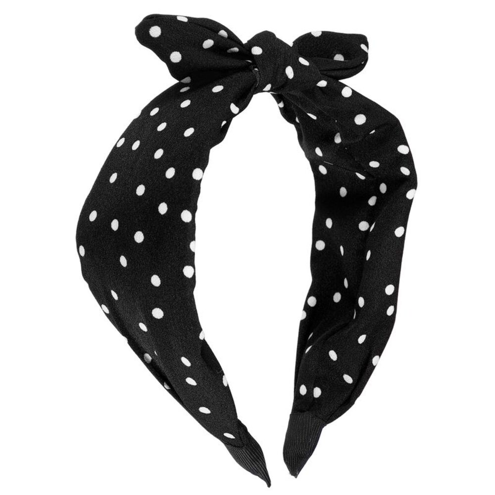 Bowknot Headband with Bunny Ears Hairband Black 2.17 Inch Wide